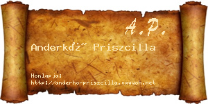 Anderkó Priszcilla névjegykártya